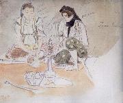 Eugene Delacroix Two Arab women seated oil painting artist